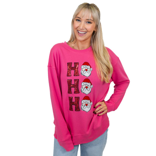 Ho Ho Ho Pink Crew Neck Sweatshirt