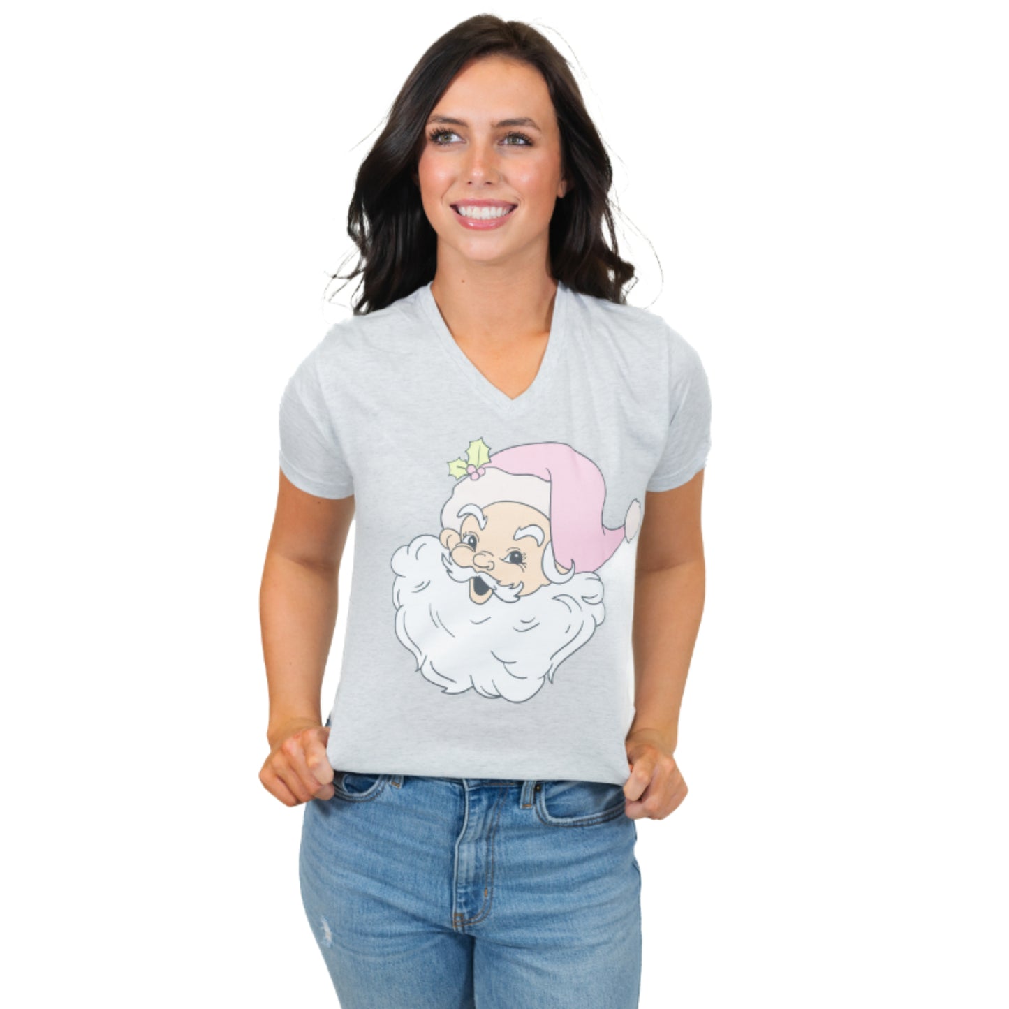 Pink Santa Claus V-Neck T-Shirt