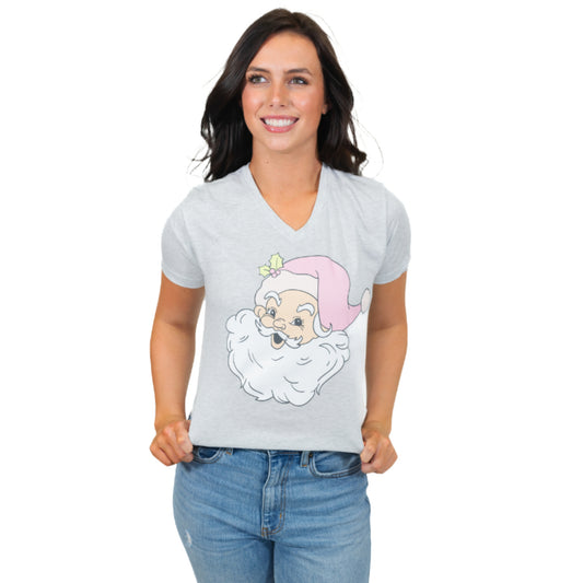 Pink Santa Claus V-Neck T-Shirt