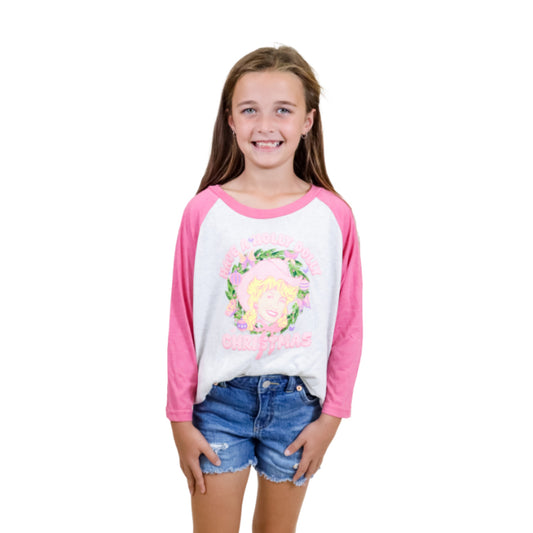 Kids Have a Holly Dolly Christmas Crew Neck 3/4 Sleeve T-Shirt S