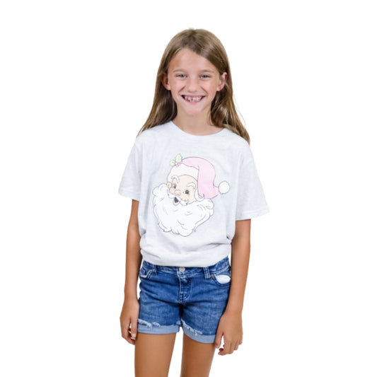 Kids Pink Santa Claus Crew Neck T-Shirt S