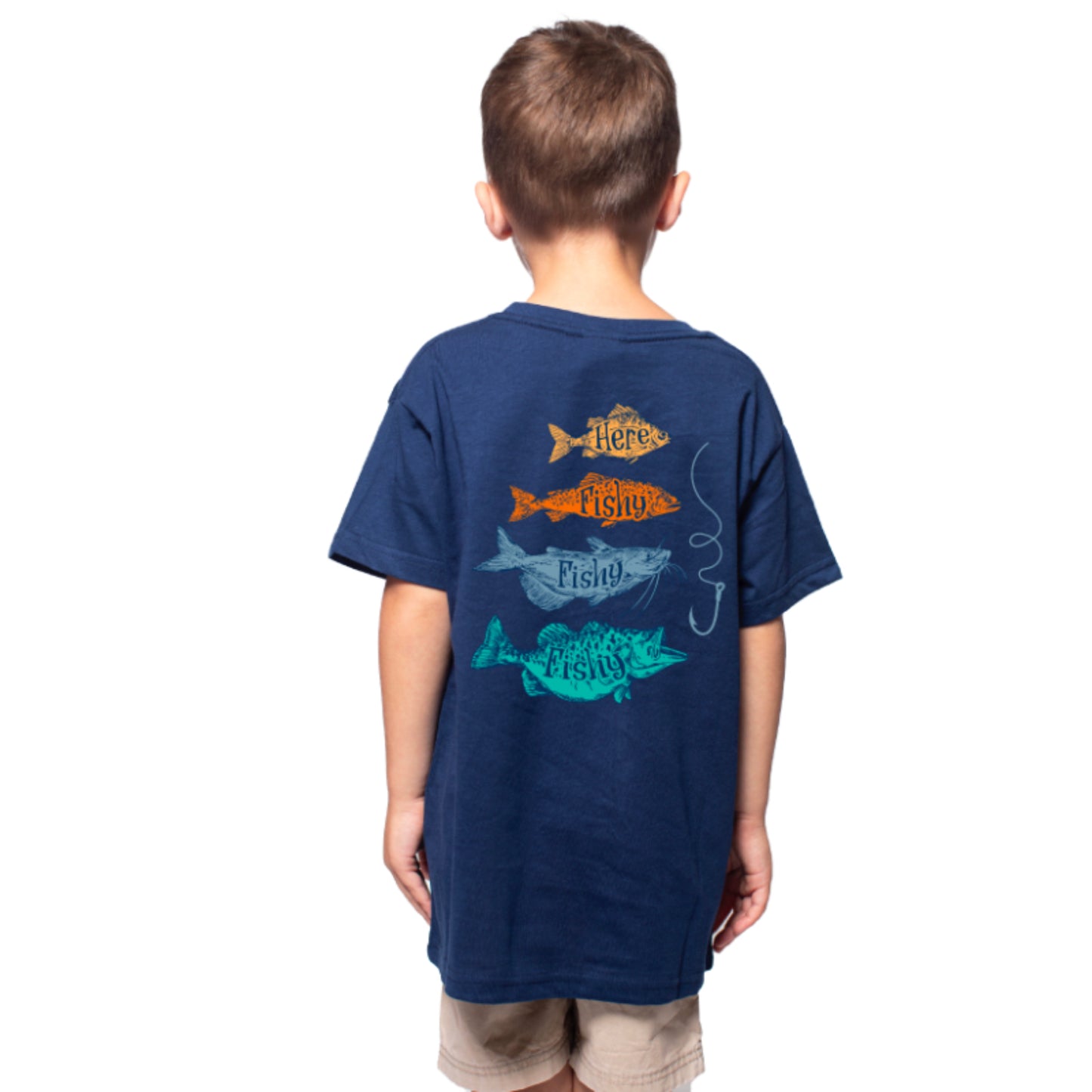 Kids Here Fishy Fishy Crew Neck T-Shirt S