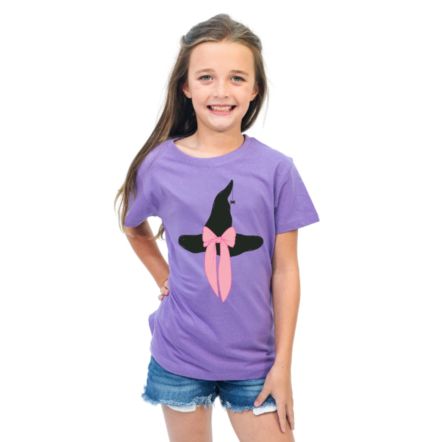 Kids Witchy Hat with Bow Crew Neck T-Shirt S