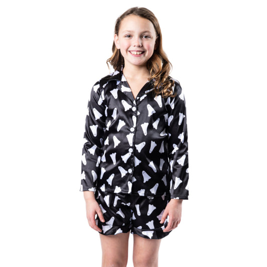 Kids Boo! Satin Pajama Long Sleeve Short Set
