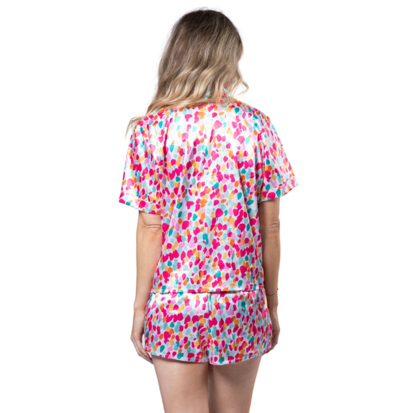 Confetti Bloom Satin Pajama Short Set