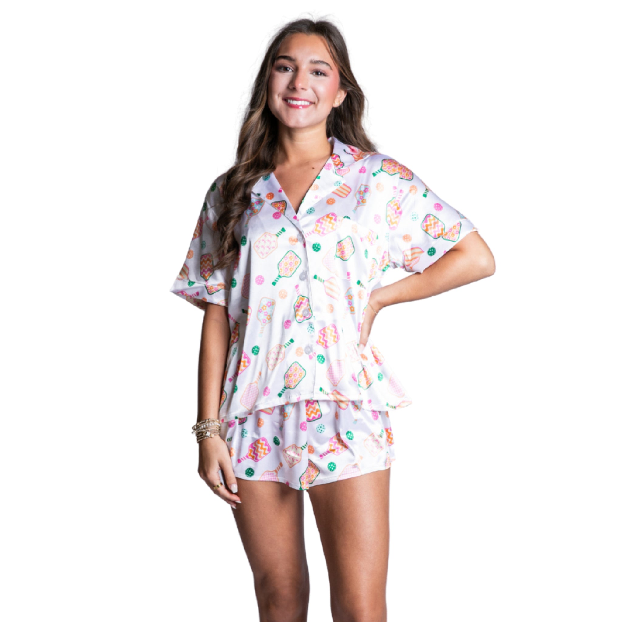 PickleBall Satin Pajama Short Set S