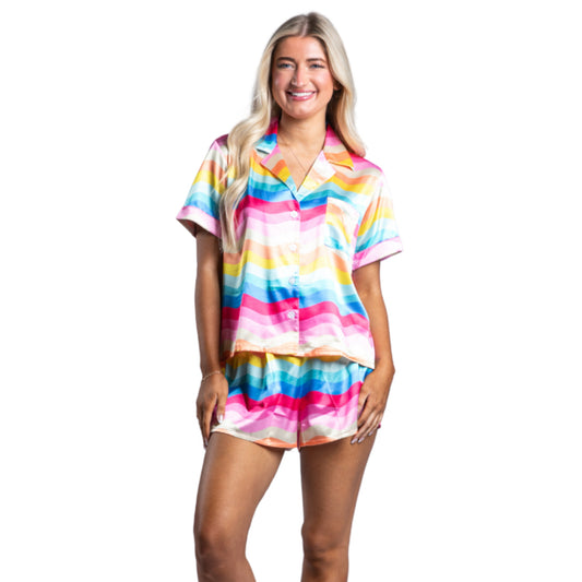 Girly Pop Satin Pajama Short Set S