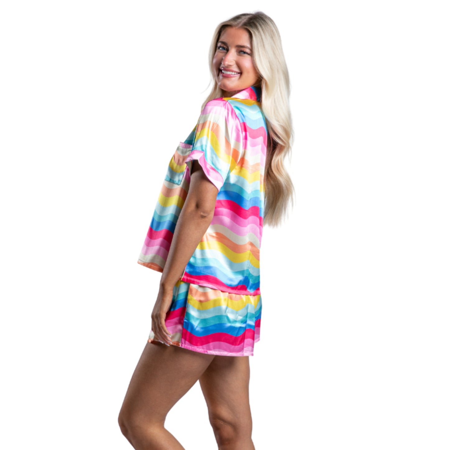 Girly Pop Satin Pajama Short Set S
