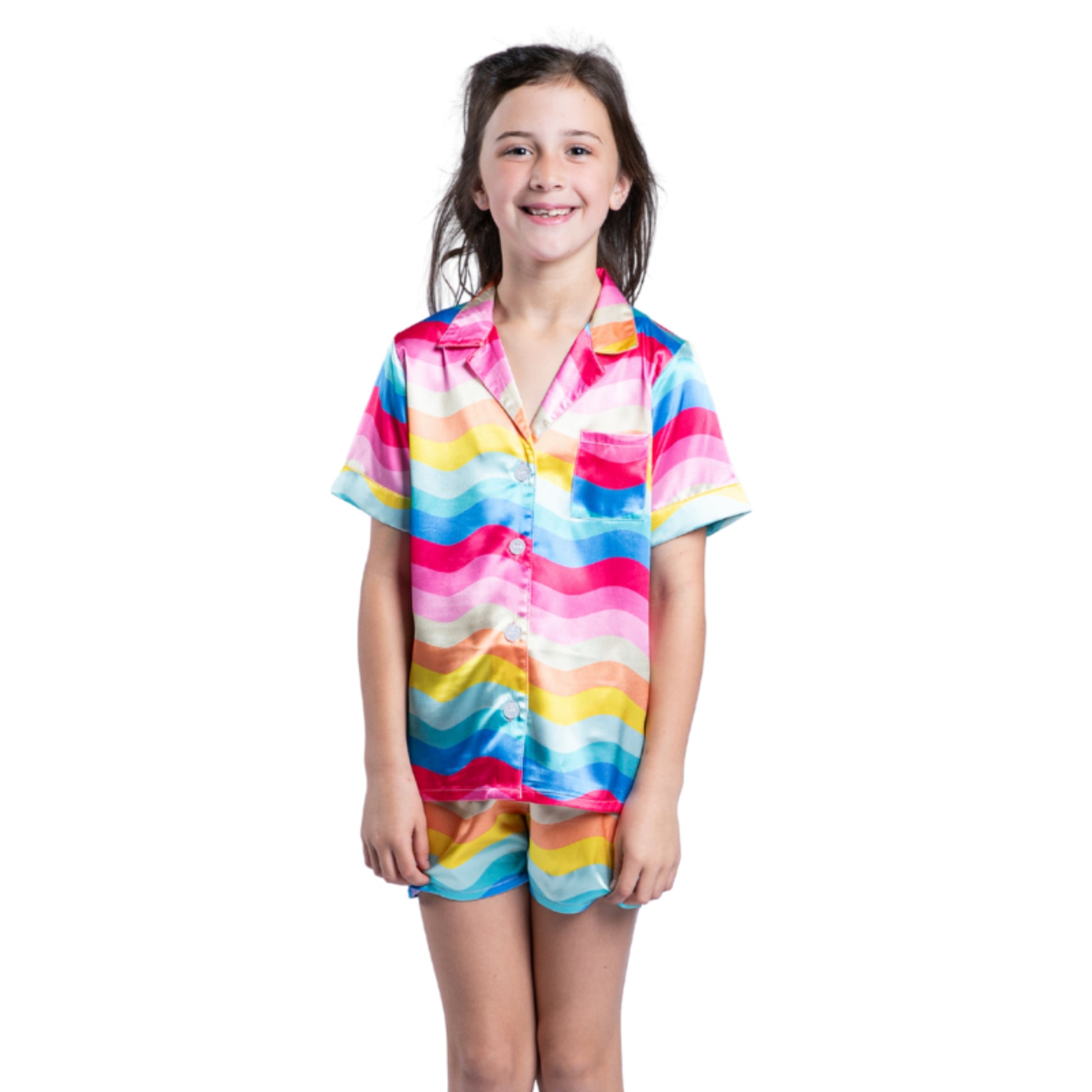 Kids Girly Pop Satin Pajama Short Set S