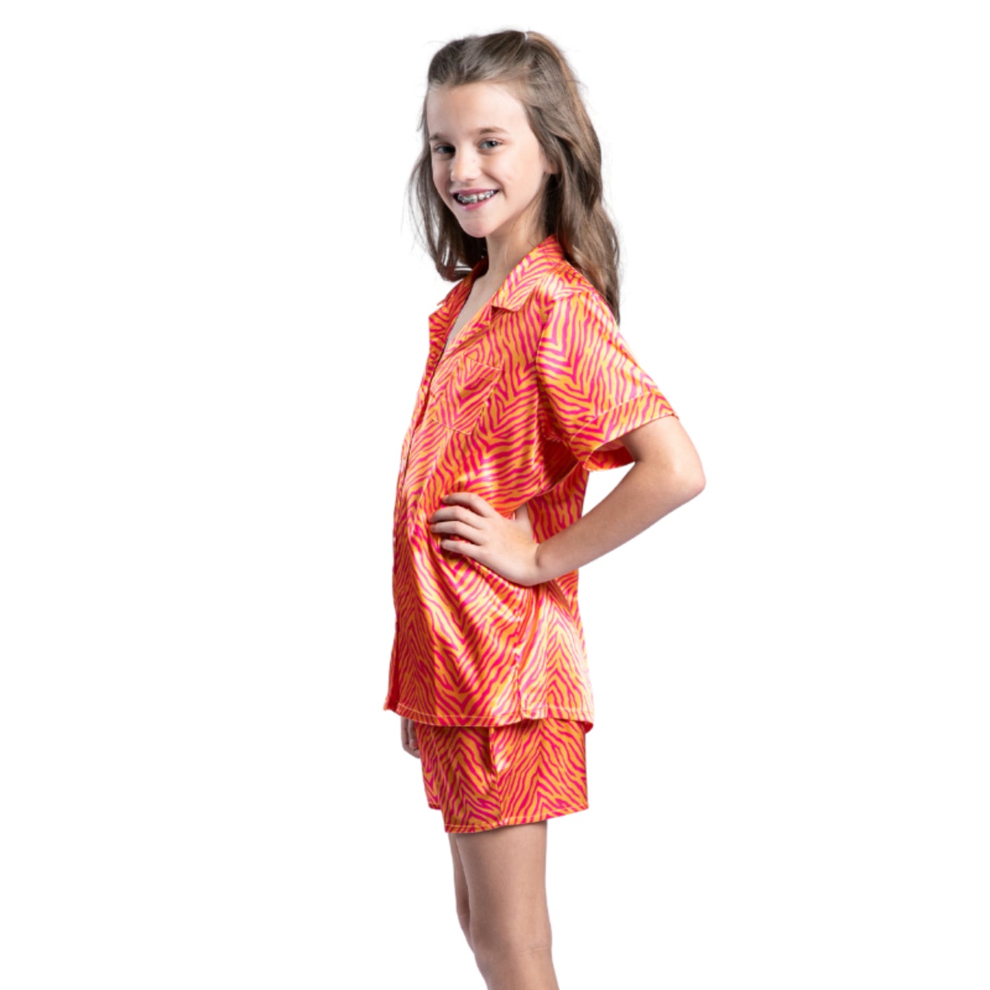 Kids Born to Be Wild Satin Pajama Short Set S