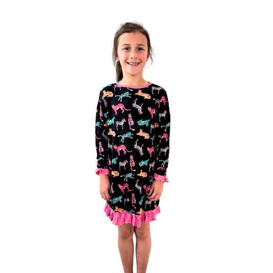 Kids Midnight Roar Bamboo Gown S