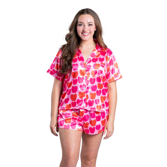 Love What You Do Satin Pajama Short Set S