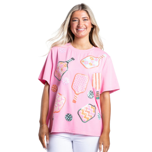 Pickleball Queen Pink Short Sleeve T-Shirt S