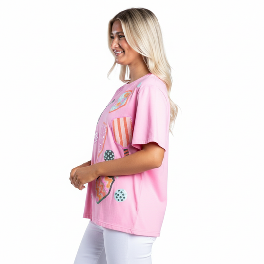 Pickleball Queen Pink Short Sleeve T-Shirt - Premium Cotton Blend