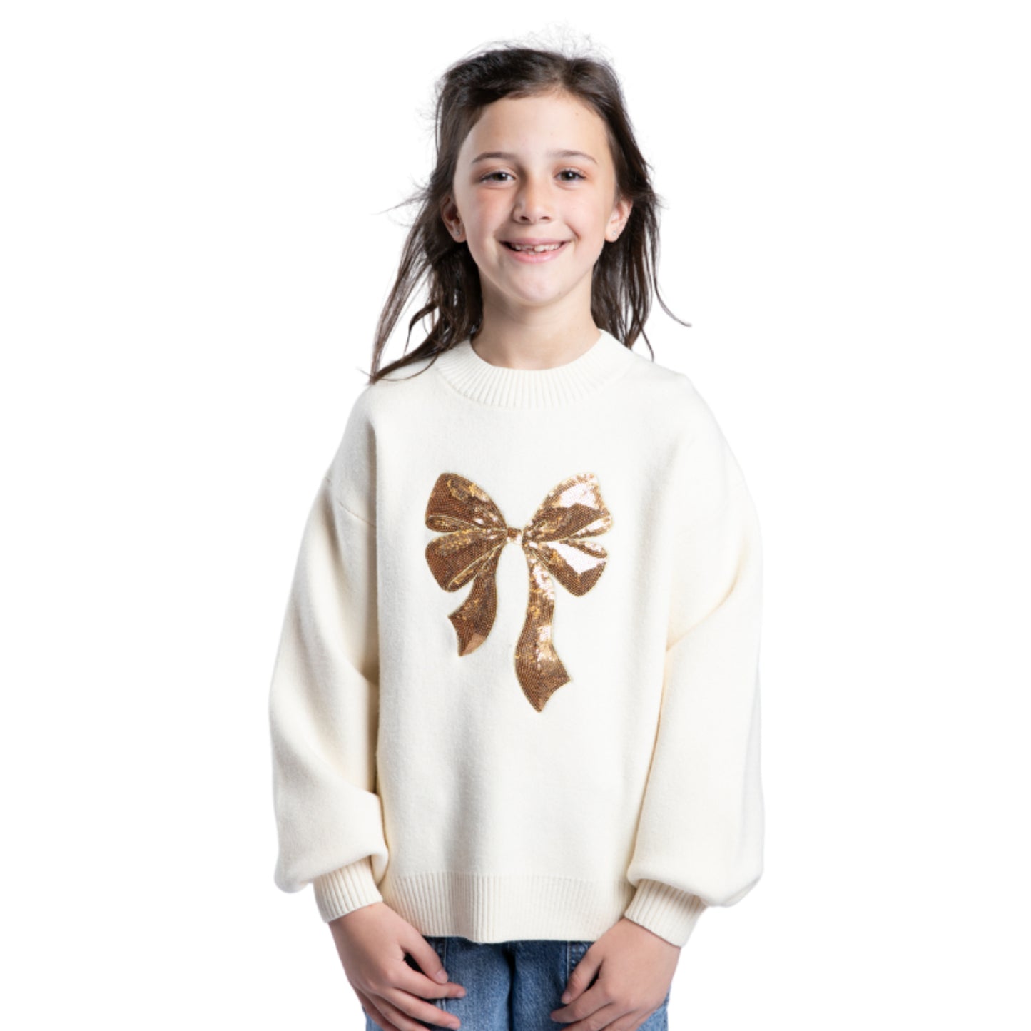 Kids Tied with a Bow Cream Sweater S