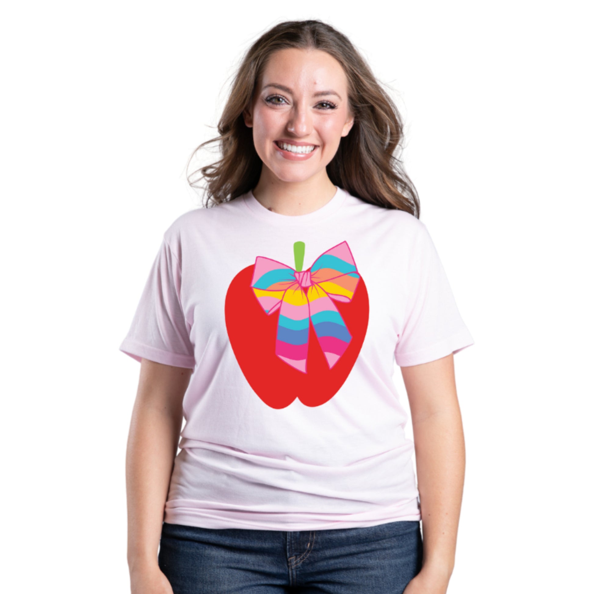 Apple with Bow Soft Pink T-Shirt S