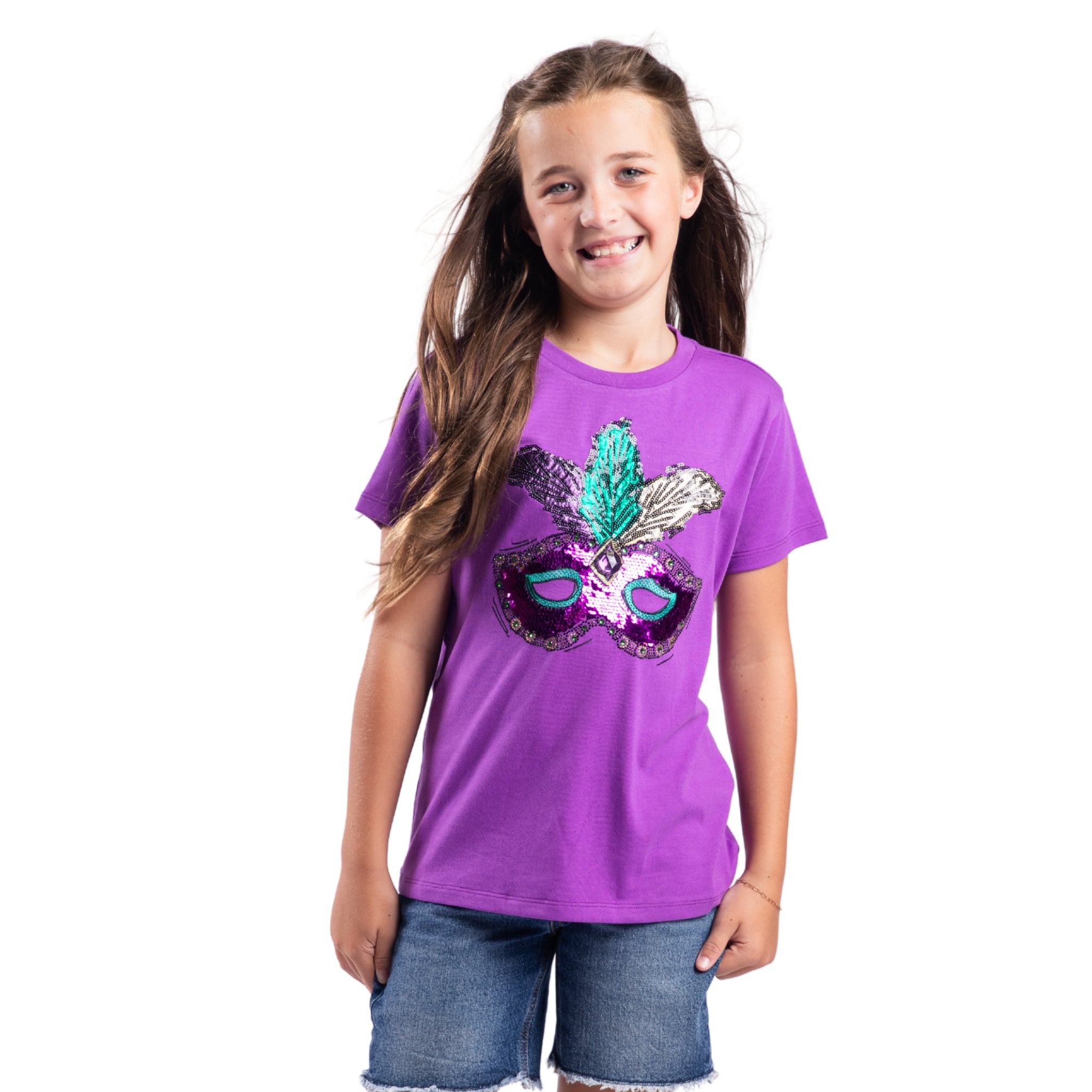 Kids Mardi Gras Purple Crew Neck Shirt - Carnival Celebration Tee
