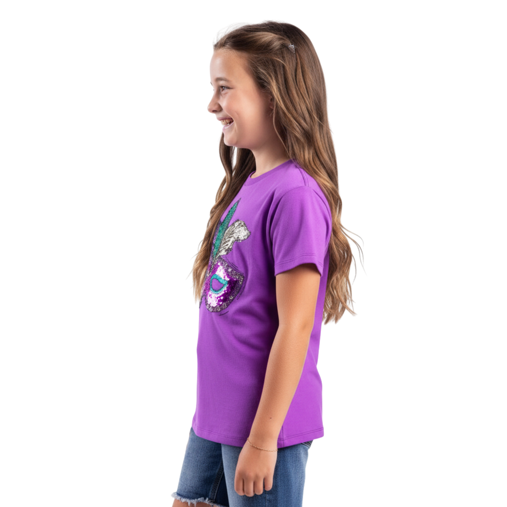 Kids Mardi Gras Purple Crew Neck Shirt - Carnival Celebration Tee