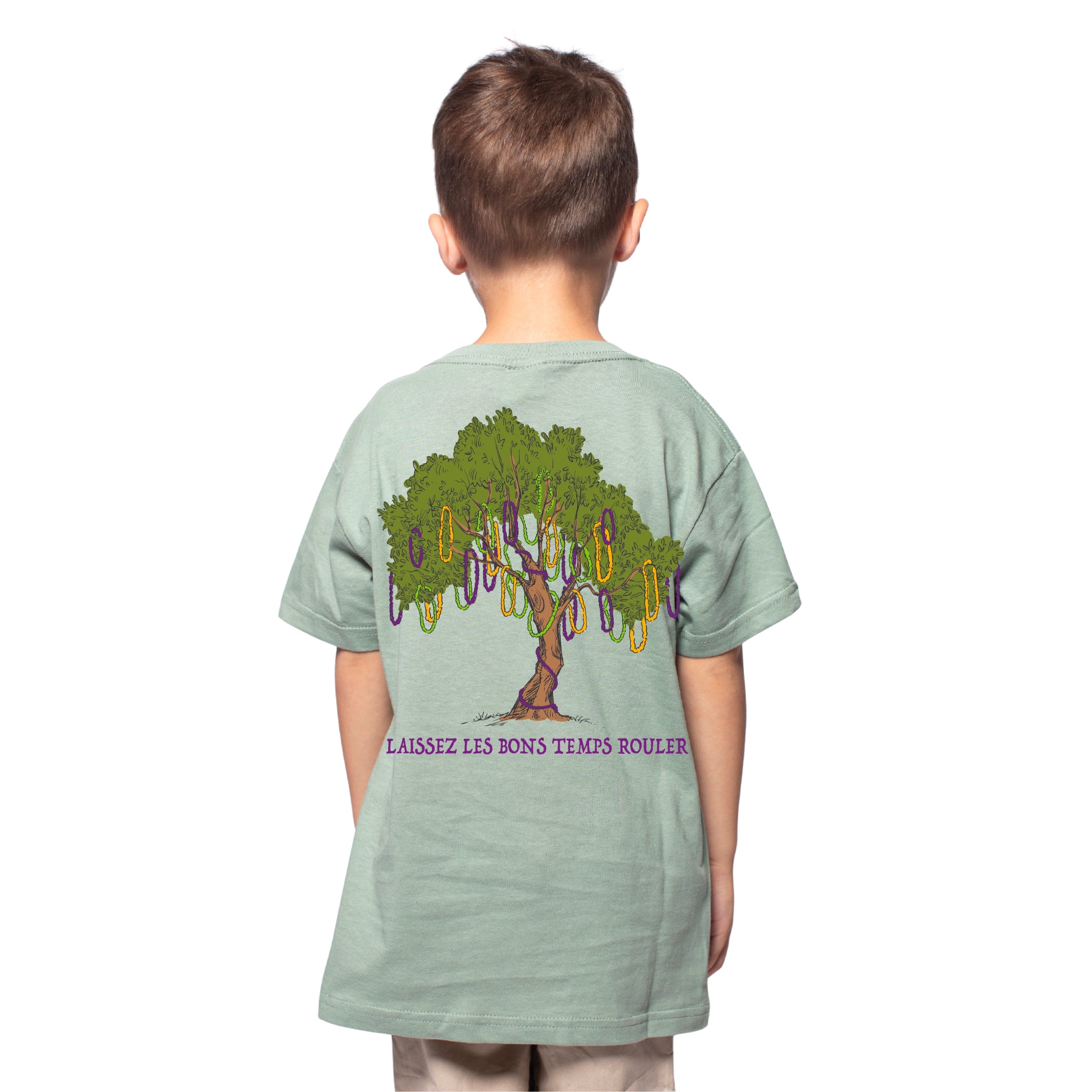 Kids Mardi Gras Bead Tree T-Shirt S