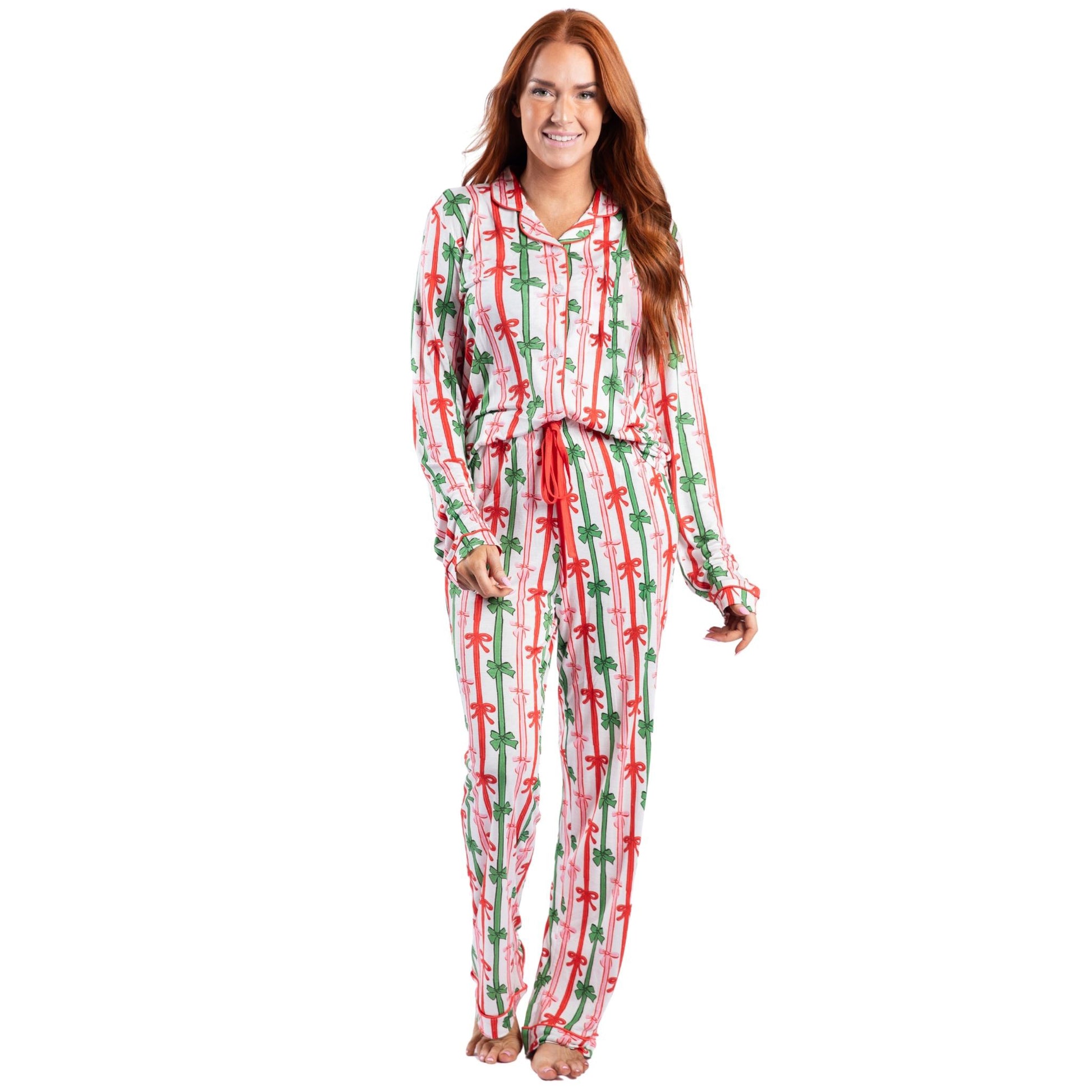 Bow-tiful Christmas Bamboo Pajama Pant Set S