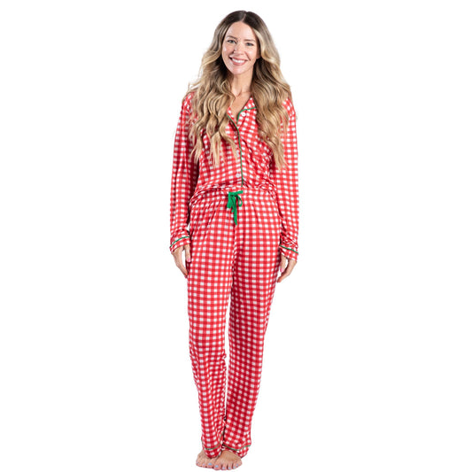 Peppermint Gingham Bamboo Pajama Pant Set S