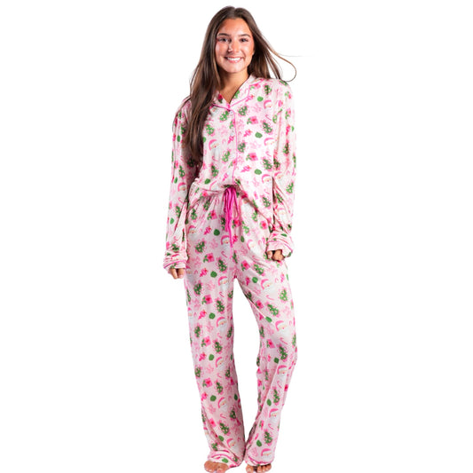 Pretty in Pinkmas Bamboo Pajama Pant Set S
