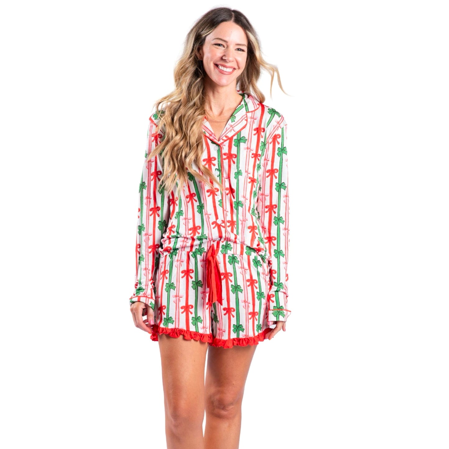 Bow-tiful Christmas Bamboo Pajama Short Set S