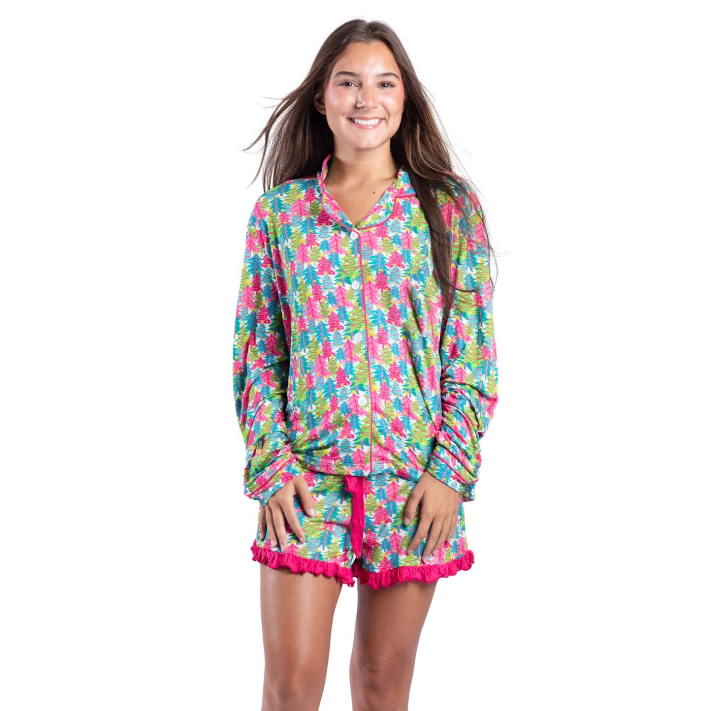 Tree-mendous Cheer Bamboo Pajama Short Set S