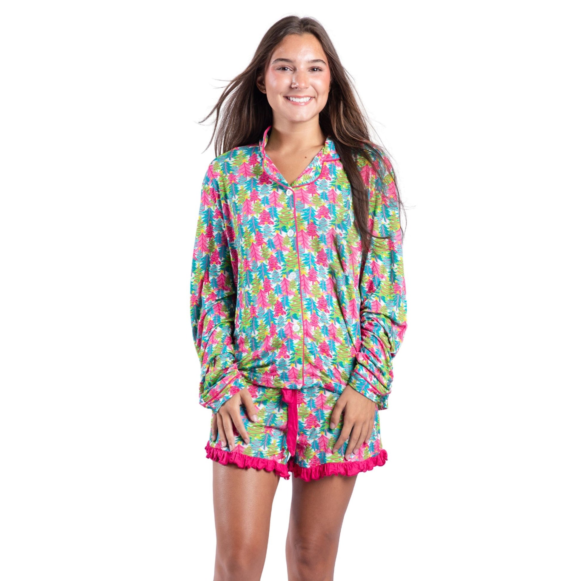 Tree-mendous Cheer Bamboo Pajama Short Set S