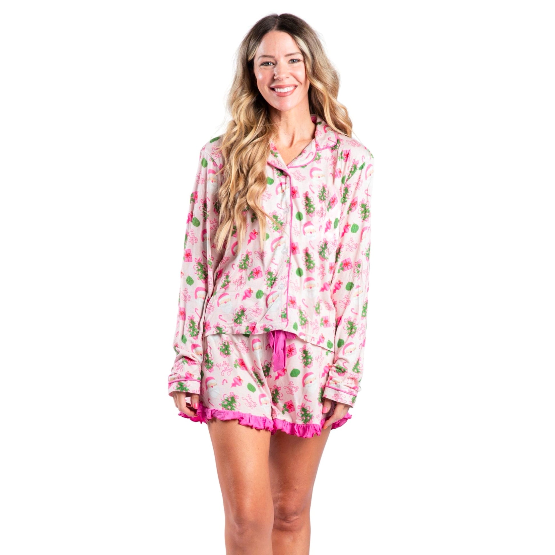 Pretty in Pinkmas Bamboo Pajama Short Set S