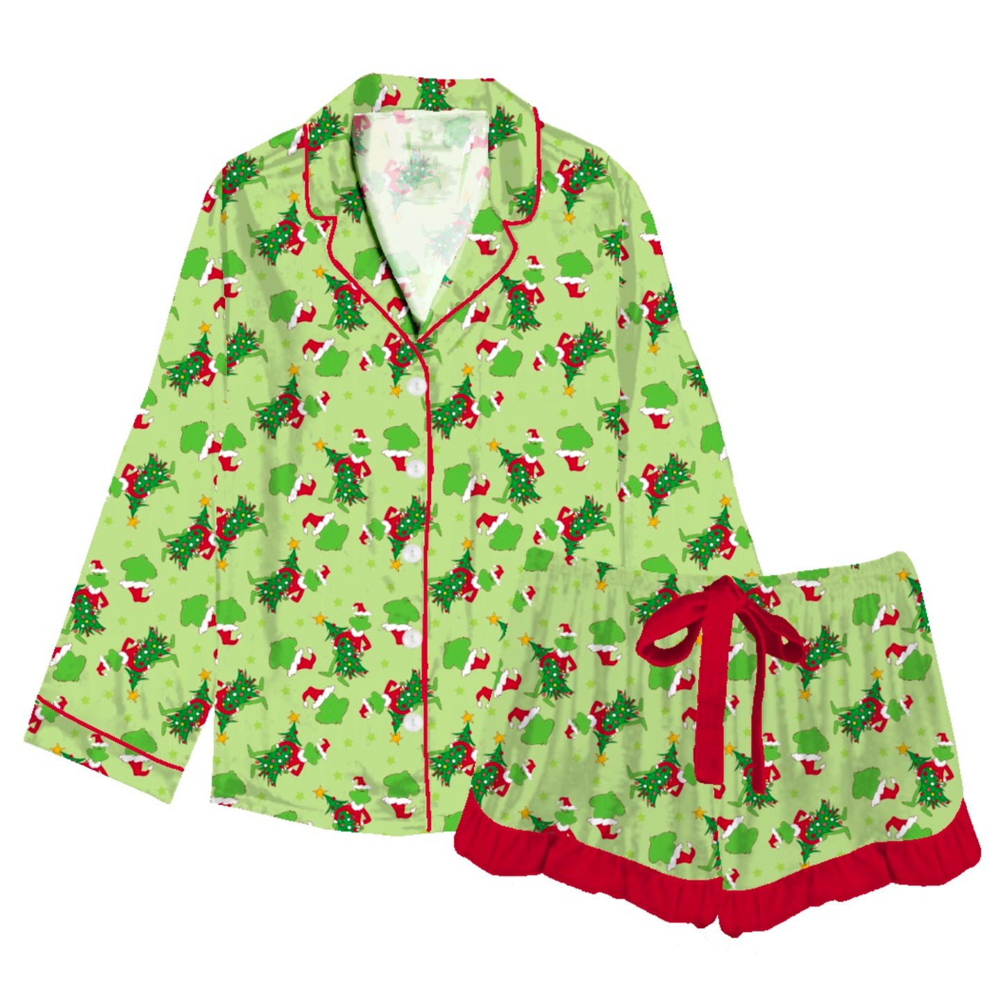 Green Merry Mischief Bamboo Pajama Short Set S