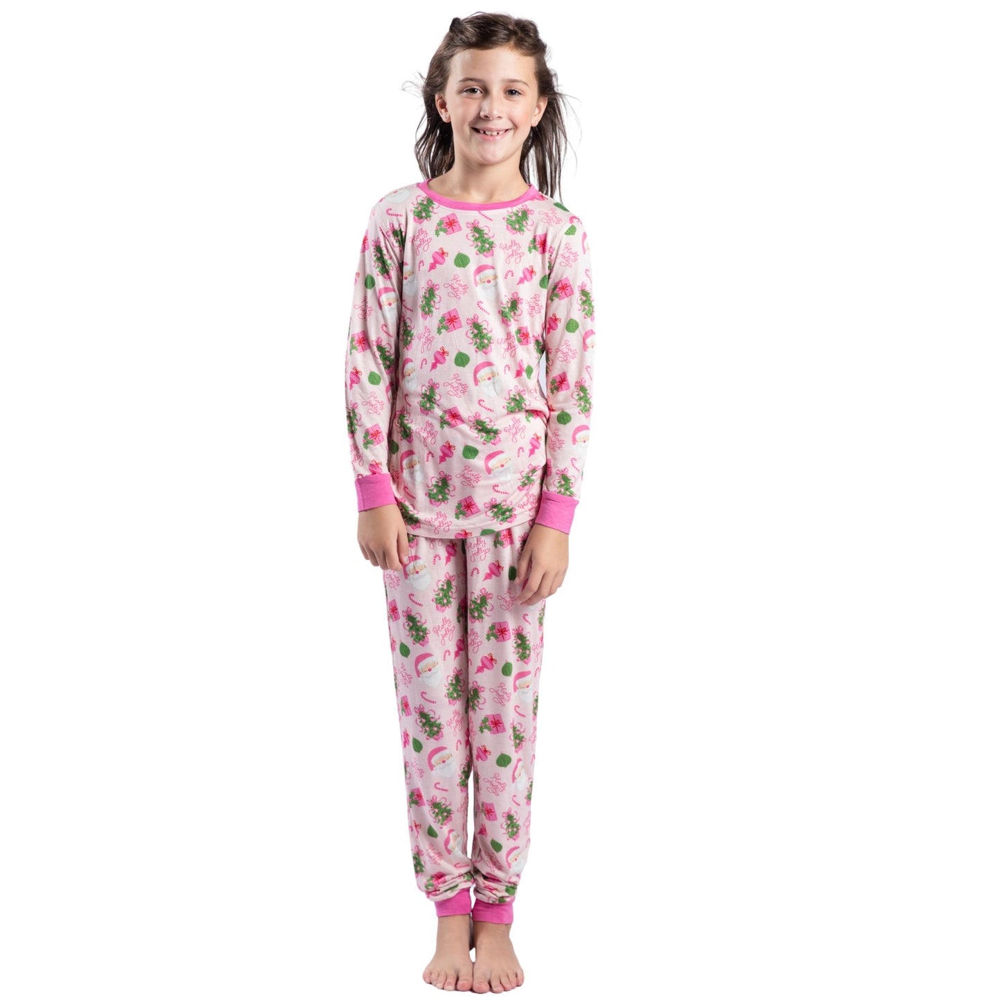 Kids Pretty in Pinkmas Bamboo Jogger Set S