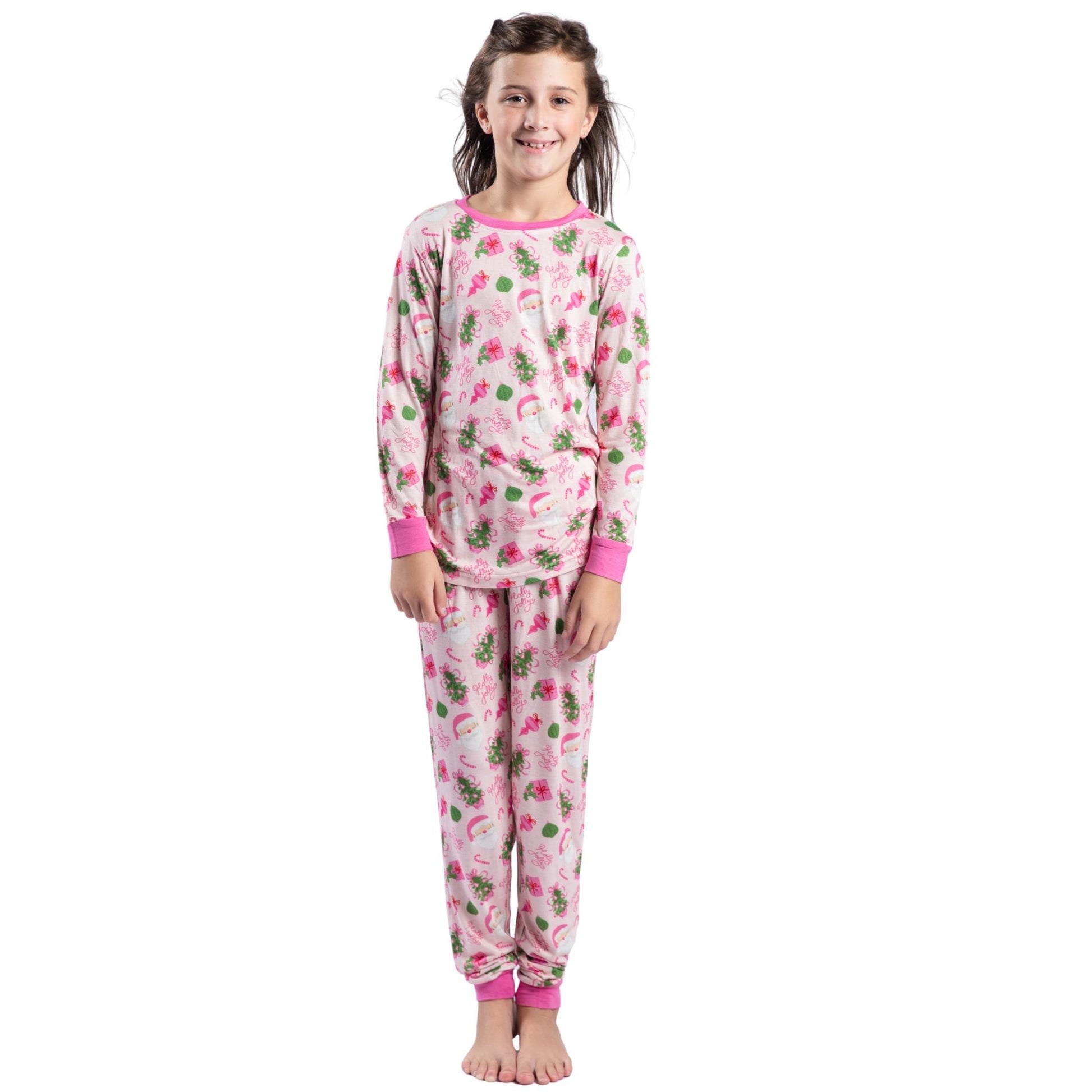Kids Pretty in Pinkmas Bamboo Jogger Set S