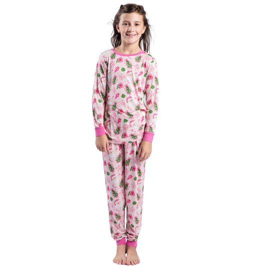 Kids Pretty in Pinkmas Bamboo Jogger Set S