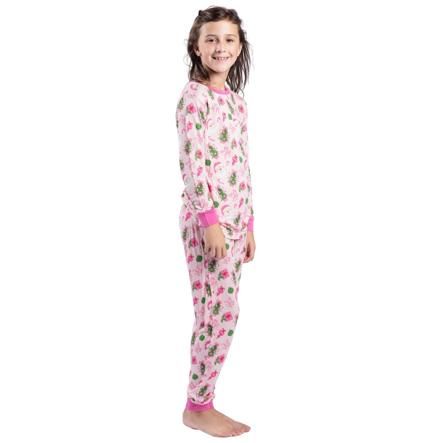 Kids Pretty in Pinkmas Bamboo Jogger Set S