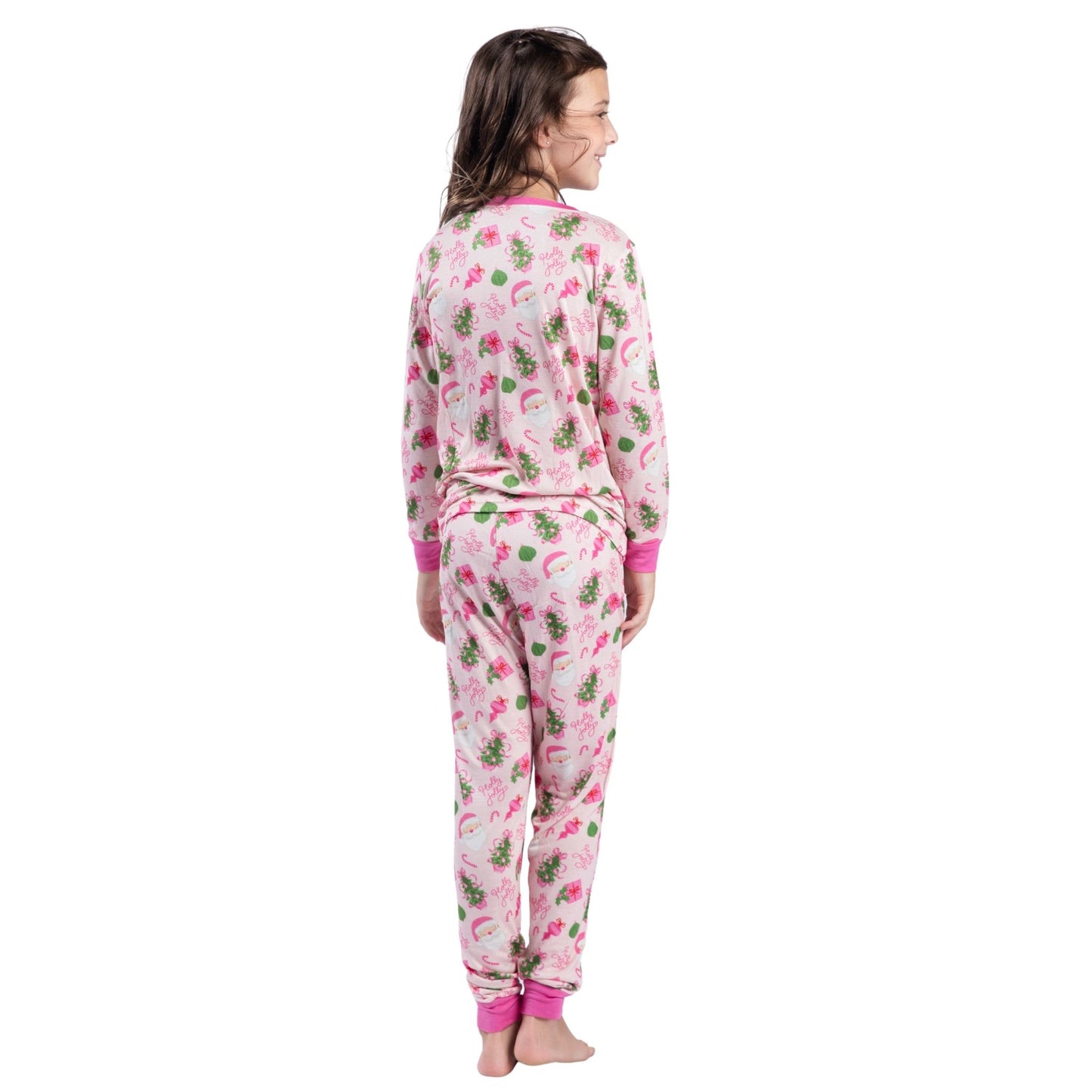 Kids Pretty in Pinkmas Bamboo Jogger Set S