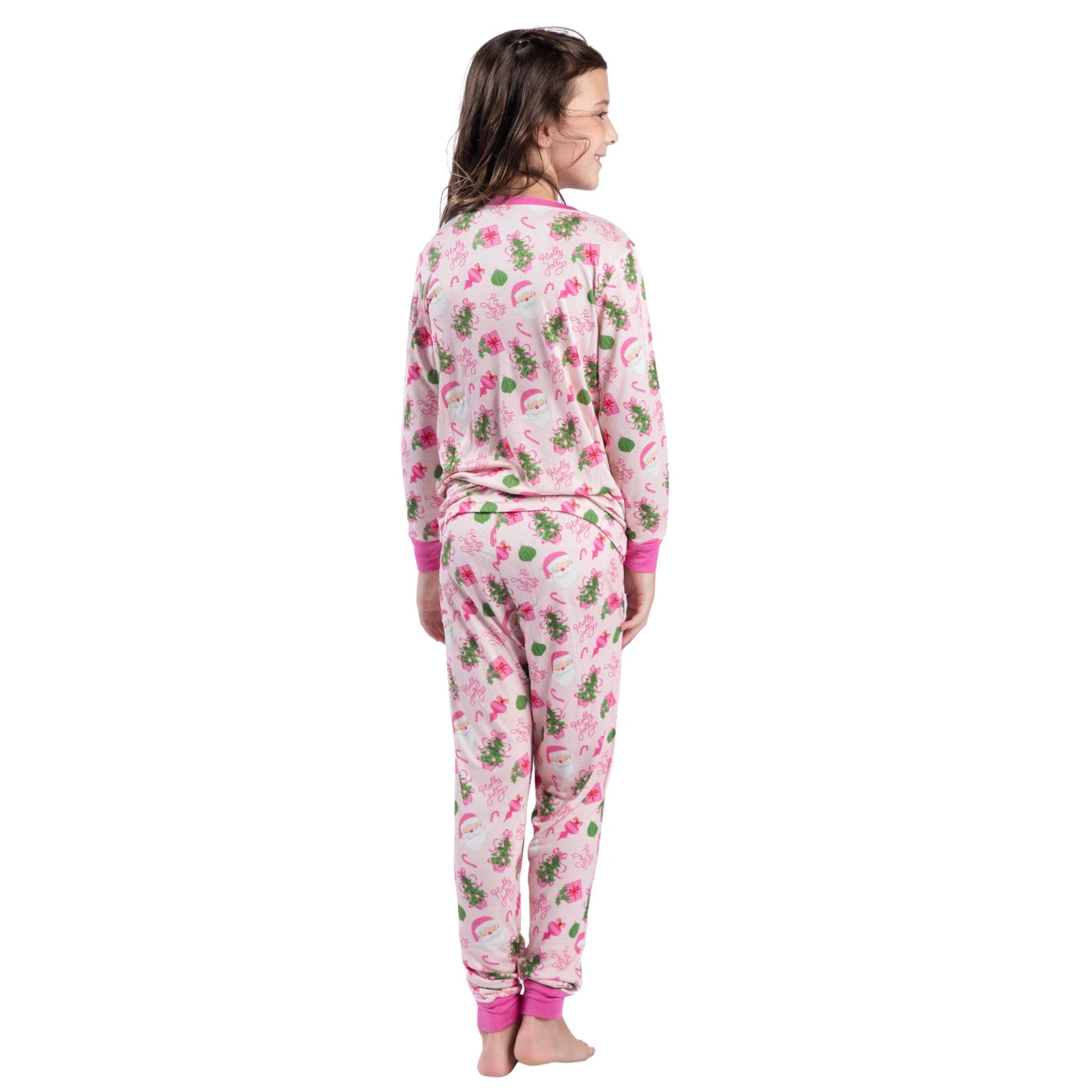 Kids Pretty in Pinkmas Bamboo Jogger Set S