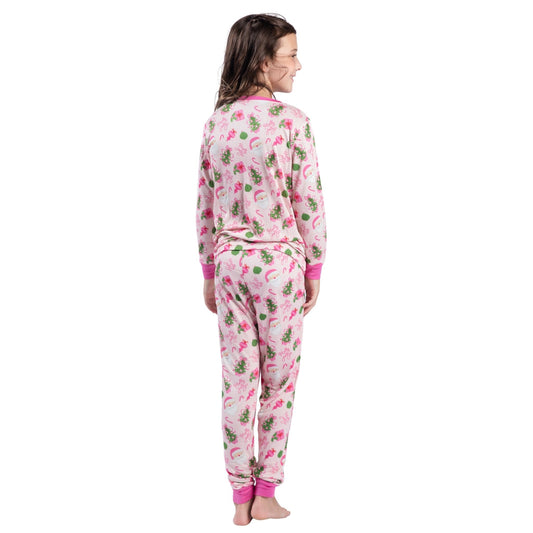 Kids Pretty in Pinkmas Bamboo Jogger Set S
