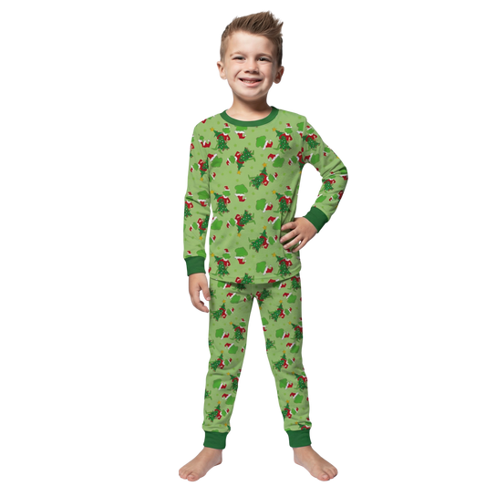 Kids Green Merry Mischief Bamboo Jogger Set