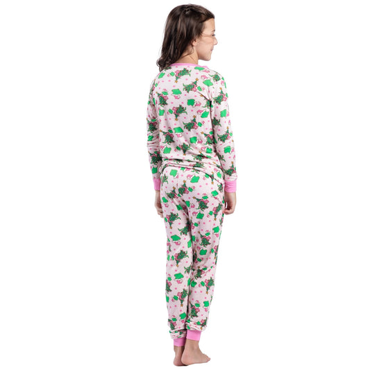Kids Pink Merry Mischief Bamboo Jogger Set S