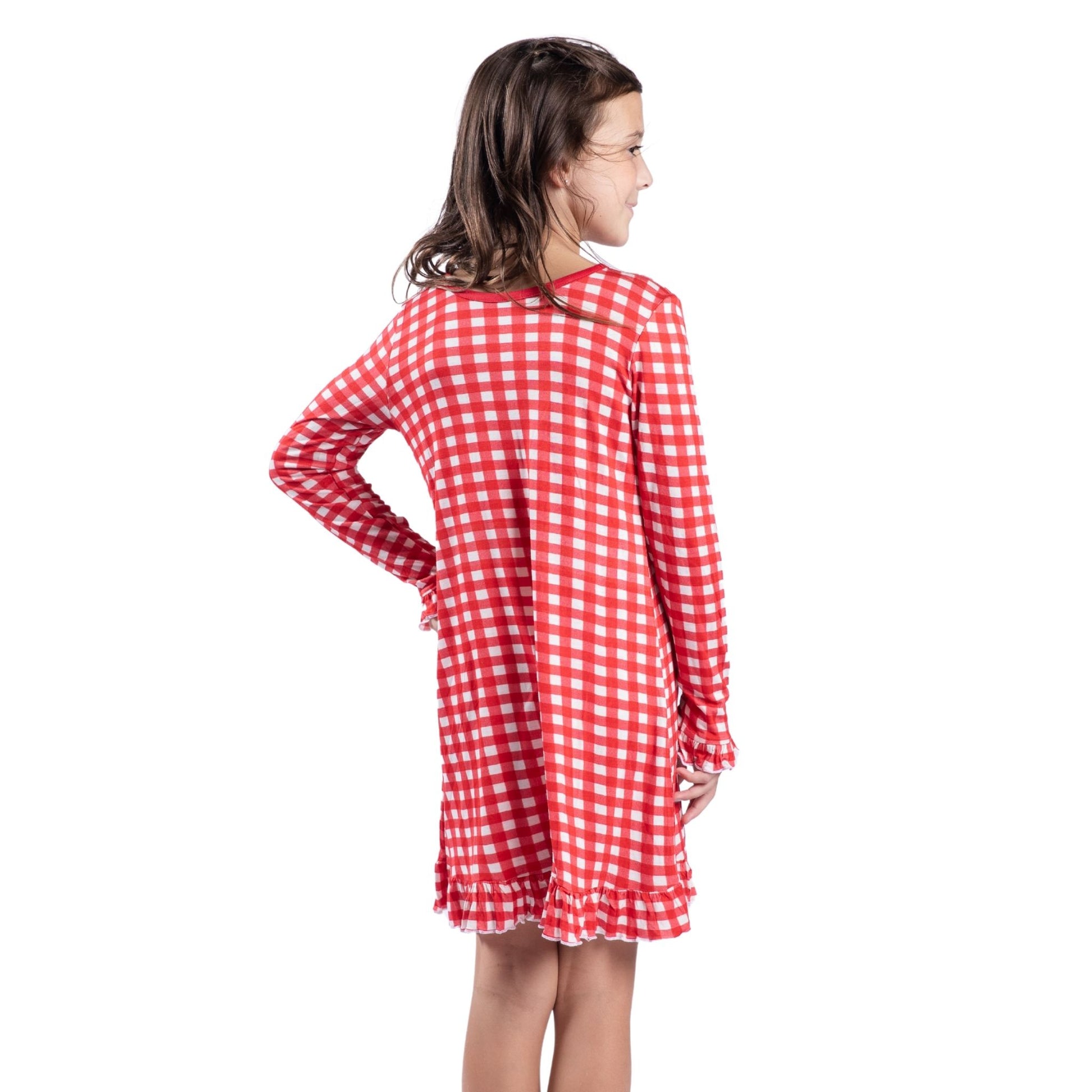 Kids Peppermint Gingham Bamboo Gown S
