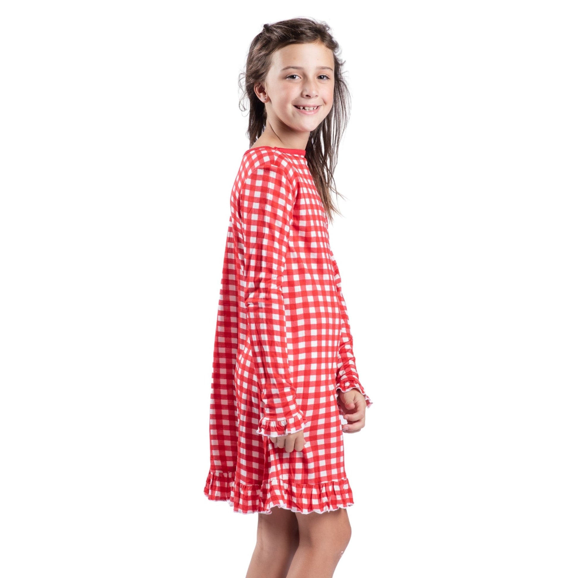 Kids Peppermint Gingham Bamboo Gown S
