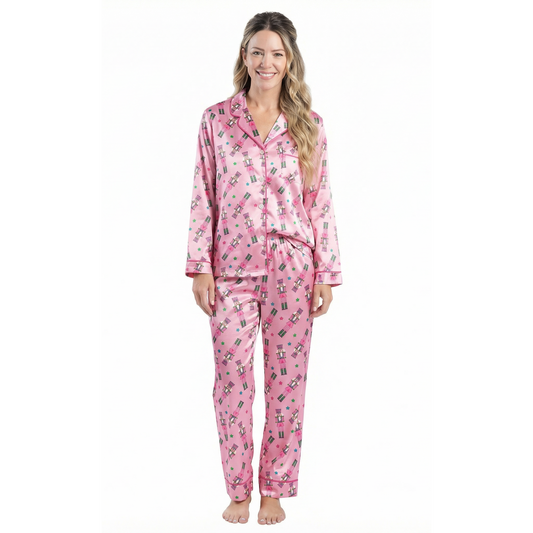 Crackin’ Christmas Satin Pajama Long Sleeve Set