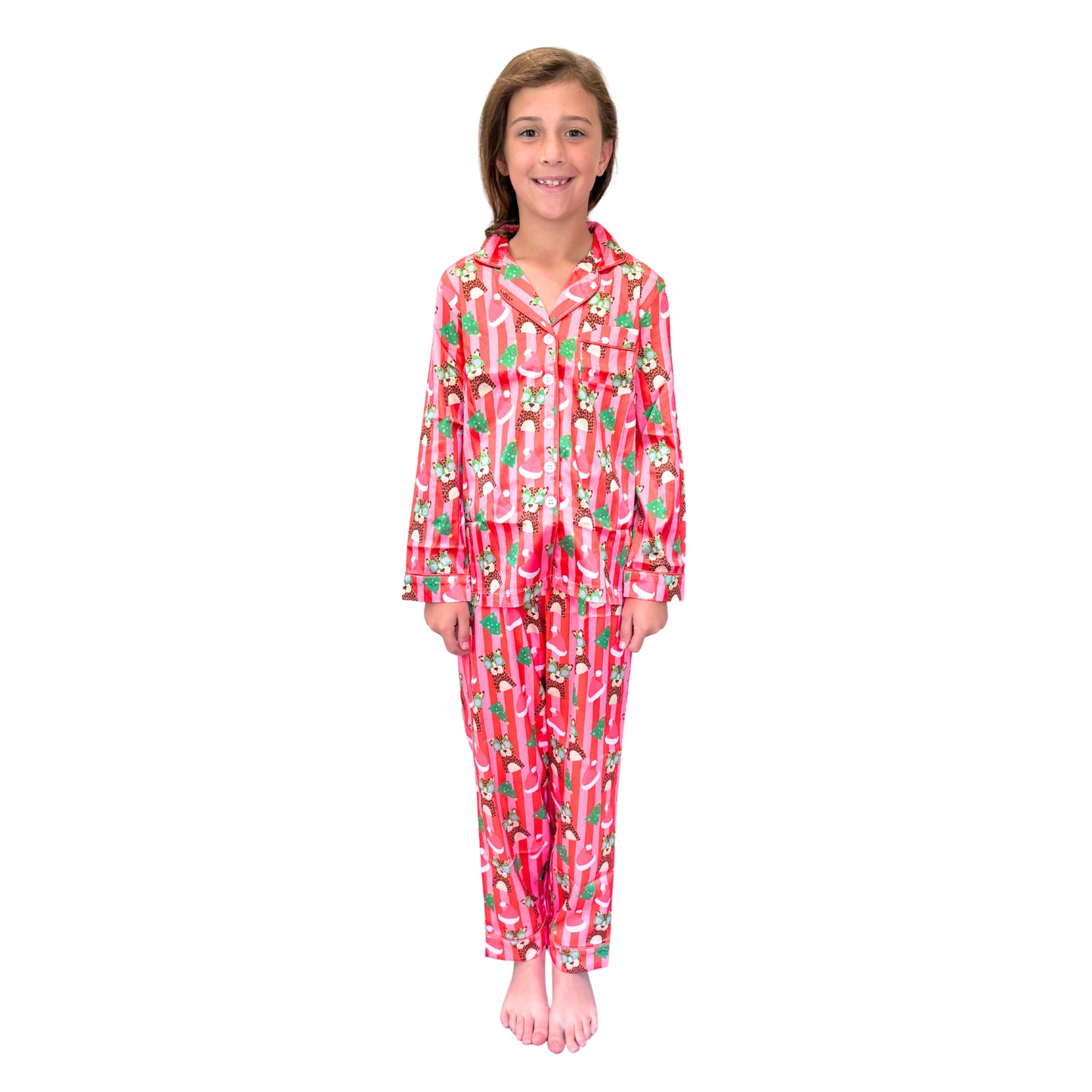 Kids Jolly Jungle Satin Pajama Long Sleeve Set S