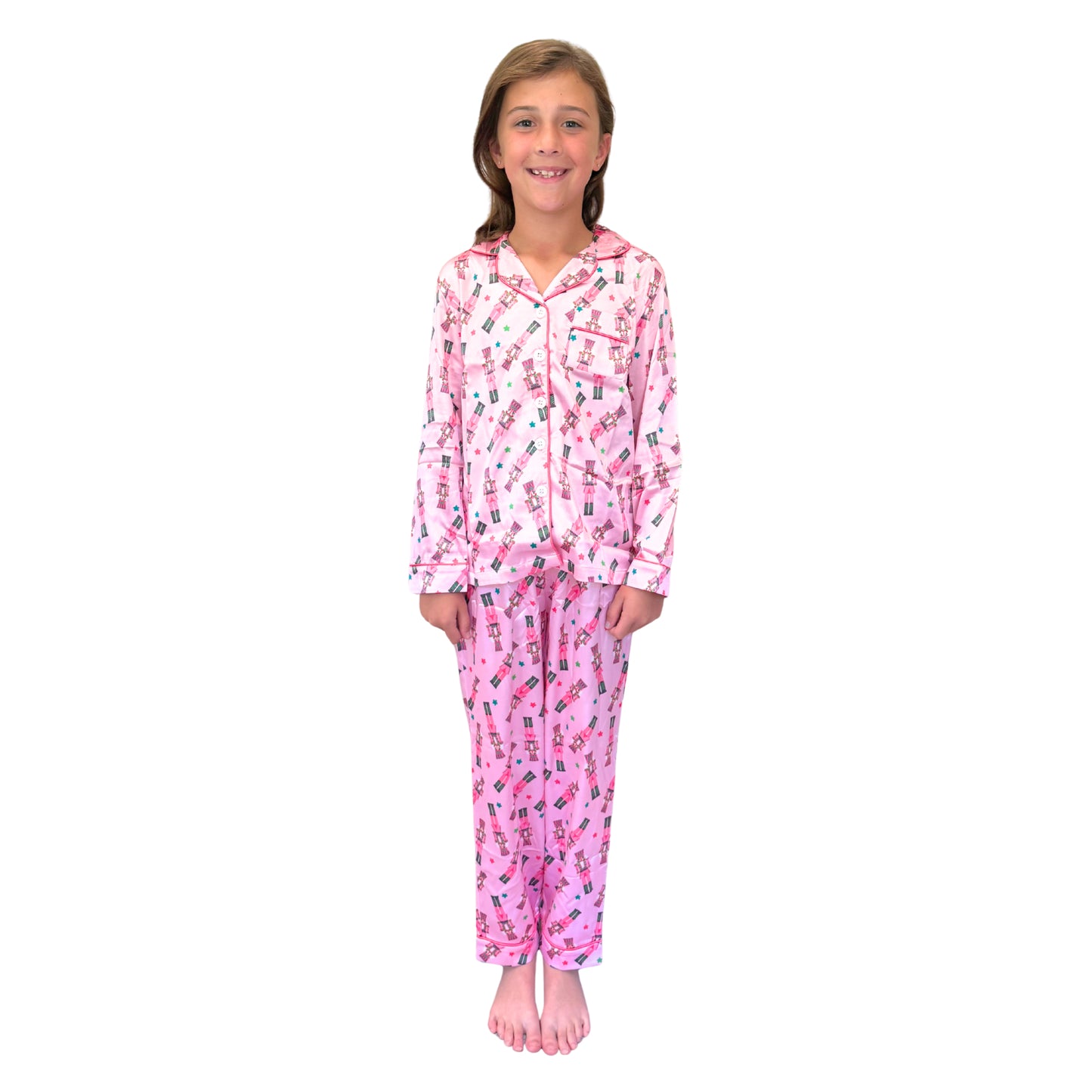 Kids Crackin’ Christmas Satin Pajama Long Sleeve Set S
