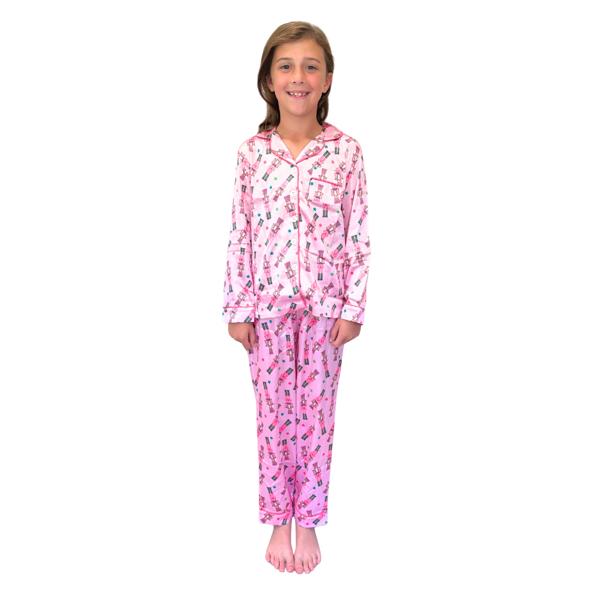 Kids Crackin’ Christmas Satin Pajama Long Sleeve Set S