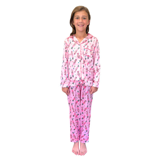 Kids Crackin’ Christmas Satin Pajama Long Sleeve Set S