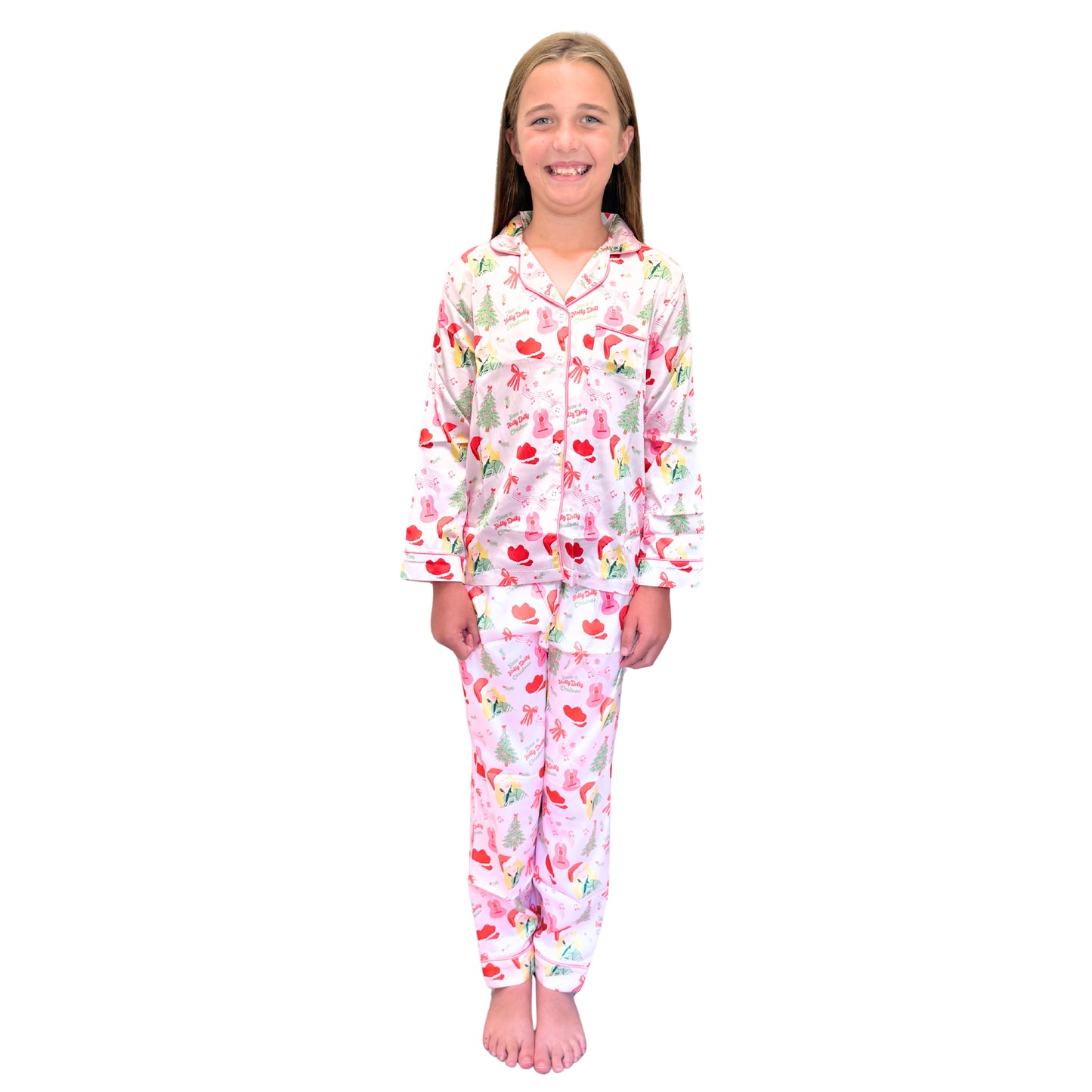 Kids Sparkle & Shine Satin Pajama Long Sleeve Set S