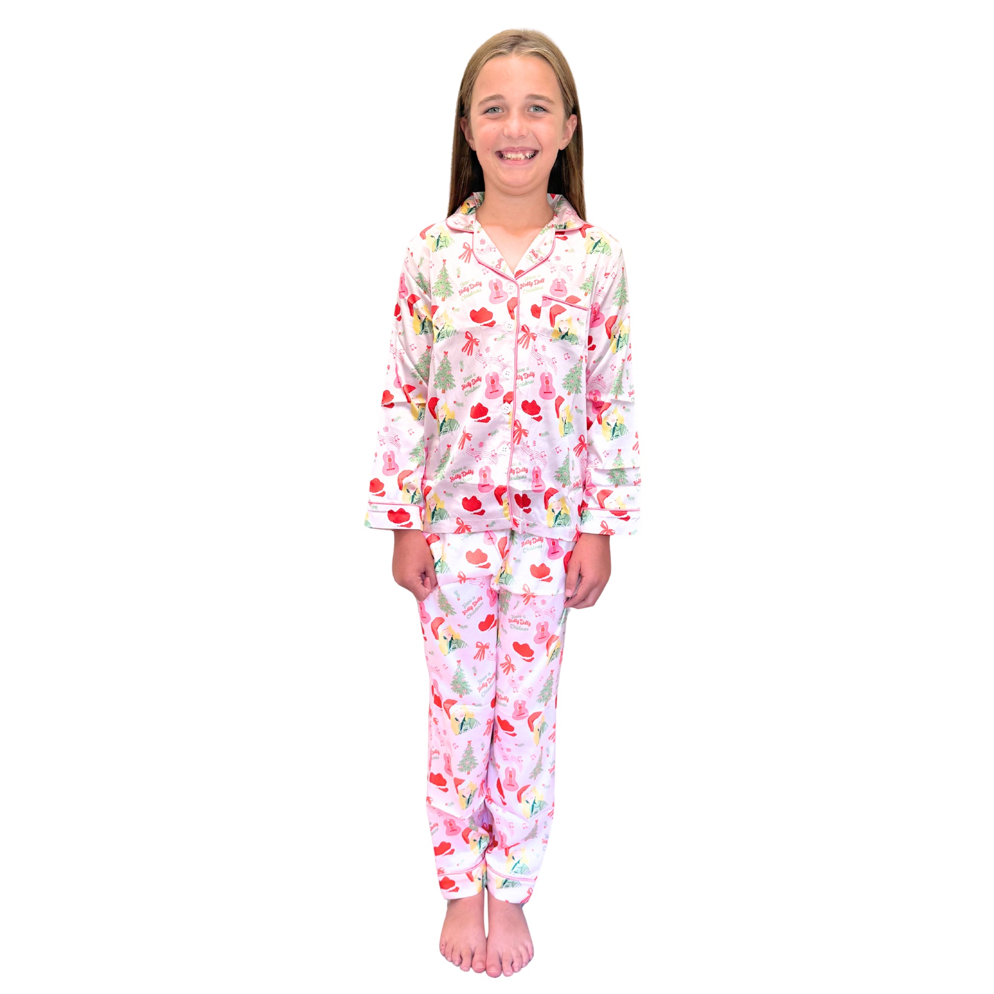 Kids Sparkle & Shine Satin Pajama Long Sleeve Set S