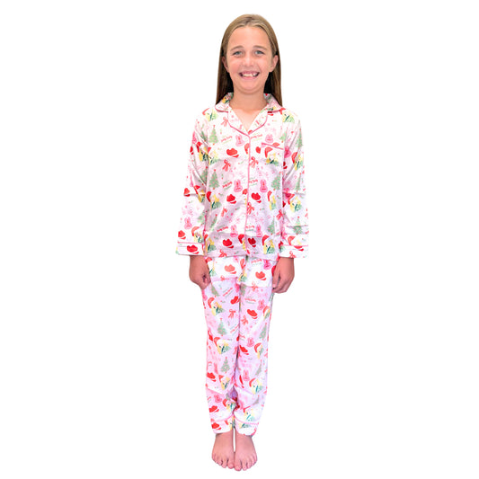 Kids Sparkle & Shine Satin Pajama Long Sleeve Set S